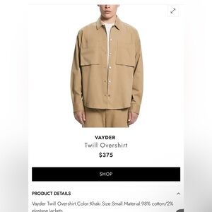 Vayder twill overshirt khaki sz xl